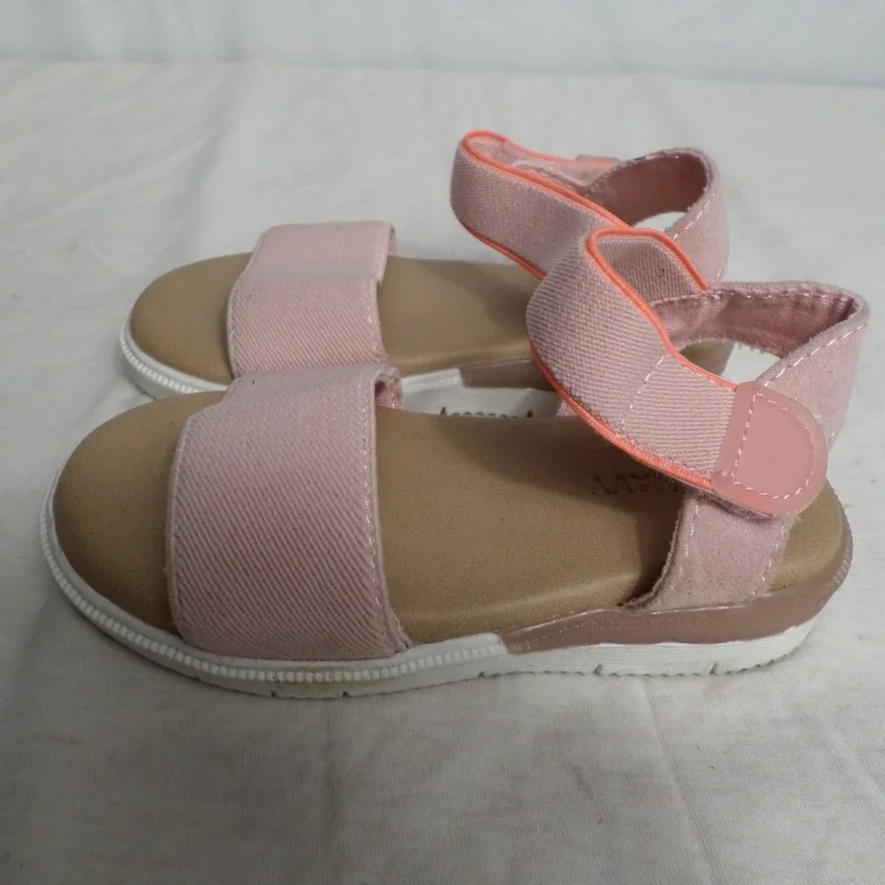 Old Navy Pink Strap Girls Sandals Velcro Strap Pink/White Size 6 (13.5)